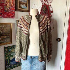 heirloom collectibles green knit bohemian sweater
